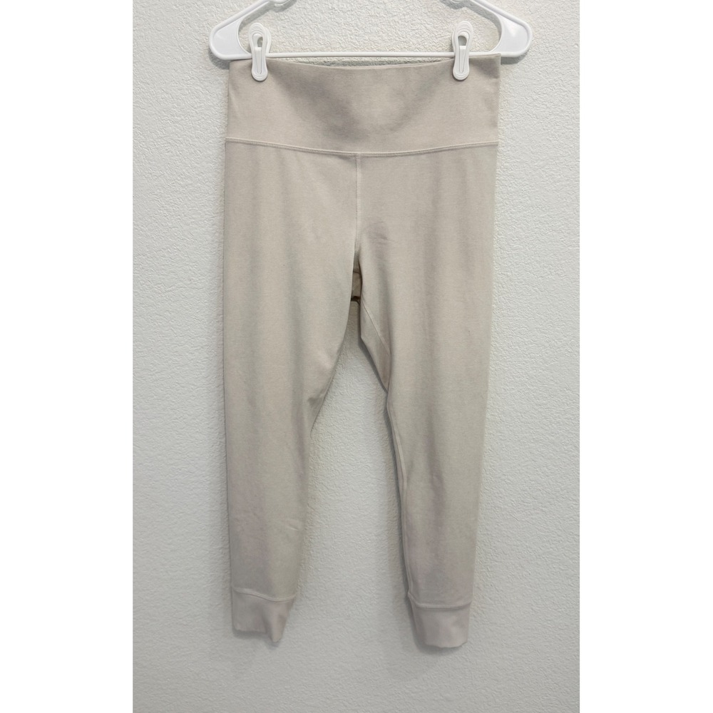 Athleta Softluxe Tight Leggings Oatmeal Heather Beige High Rise Ribbed Cuff L